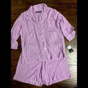 NWT Ralph Lauren 2-Piece Purple Striped Sleep Set
